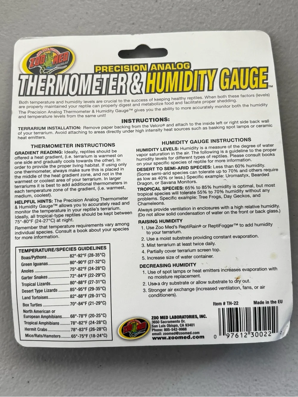 Zoo Med Precision Analog Thermometer + Humidity Gauge